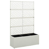 VidaXL Latwerkplantenbak verhoogd met 3 potten 83x30x130 cm rattan wit