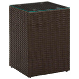 Vidaxl bijzettafel met glazen blad 35x35x52 cm poly rattan bruin