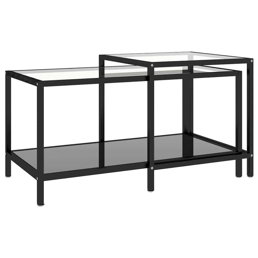 Vidaxl 2-delige salontafelset gehard glas zwart