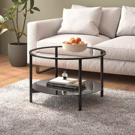 Vidaxl salontafel 70 cm gehard glas zwart en transparant