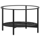 Vidaxl salontafel 70 cm gehard glas zwart en zwartmarmer