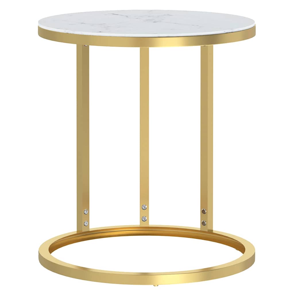 Vidaxl bijzettafel 45 cm gehard glas goudkleurig en witmarmer