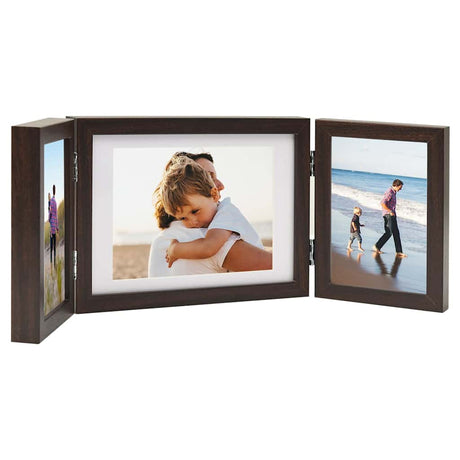 Vidaxl fotolijst drieluik 22x15 cm+2x(10x15 cm) donkerbruin
