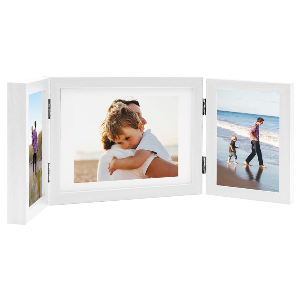 Vidaxl fotolijst drieluik 22x15 cm+2x(10x15 cm) wit