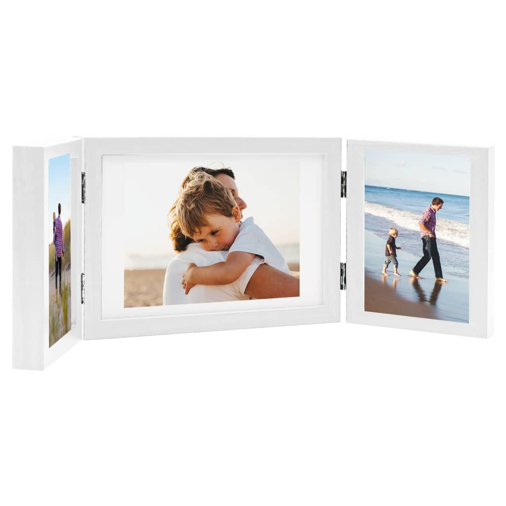 VidaXL Fotolijst drieluik 28x18 cm+2x(13x18 cm) wit