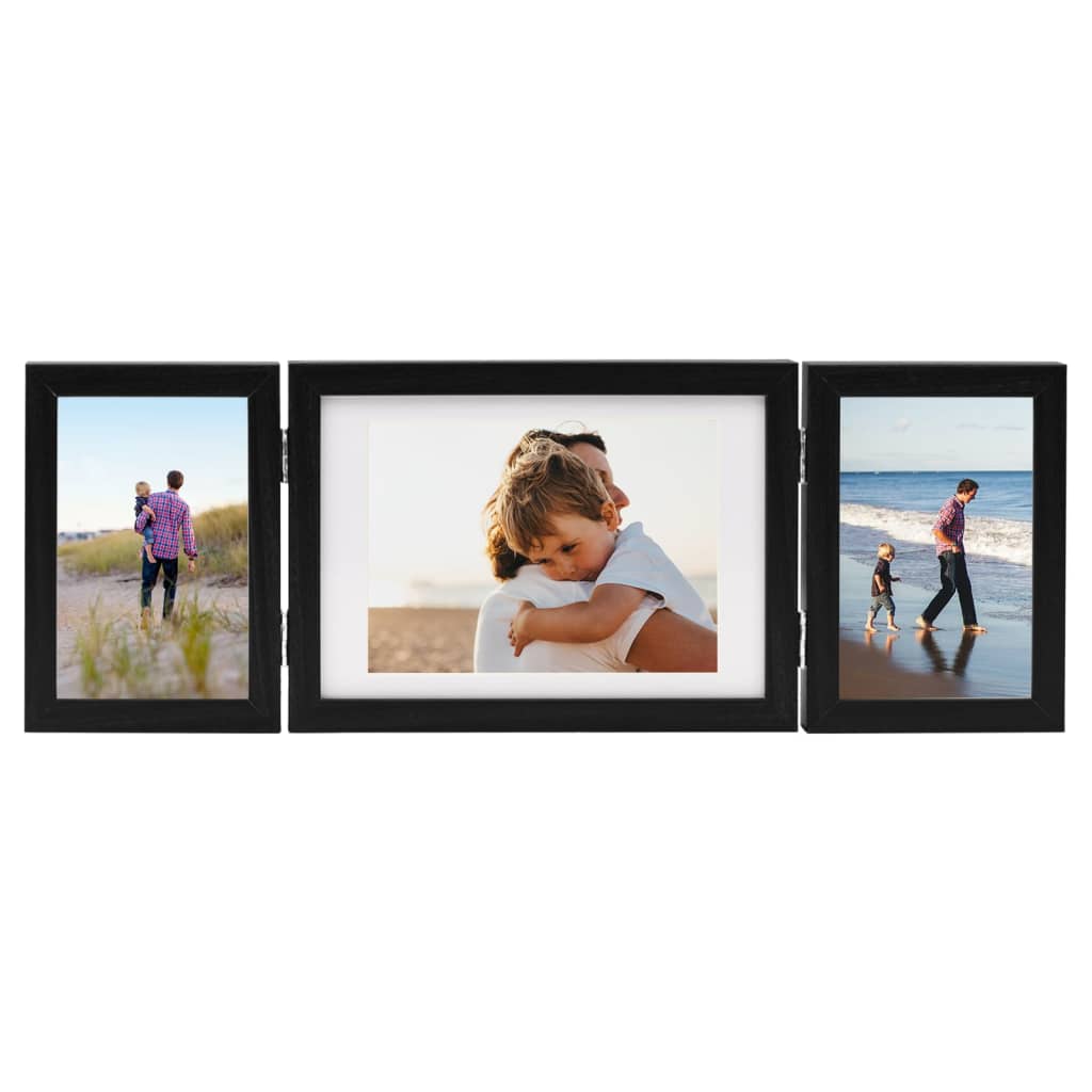 VidaXL Fotolijst drieluik 22x15 cm+2x(10x15 cm) zwart