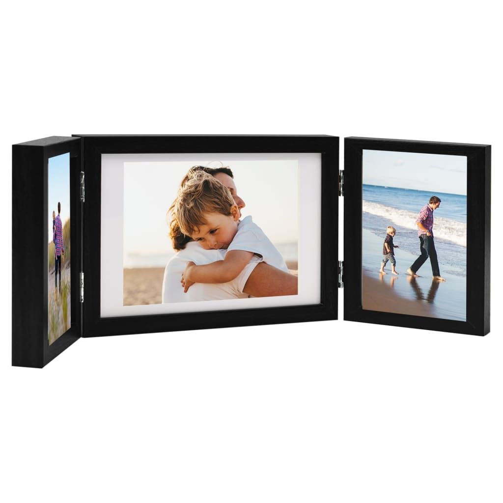 Vidaxl fotolijst drieluik 28x18 cm+2x(13x18 cm) zwart