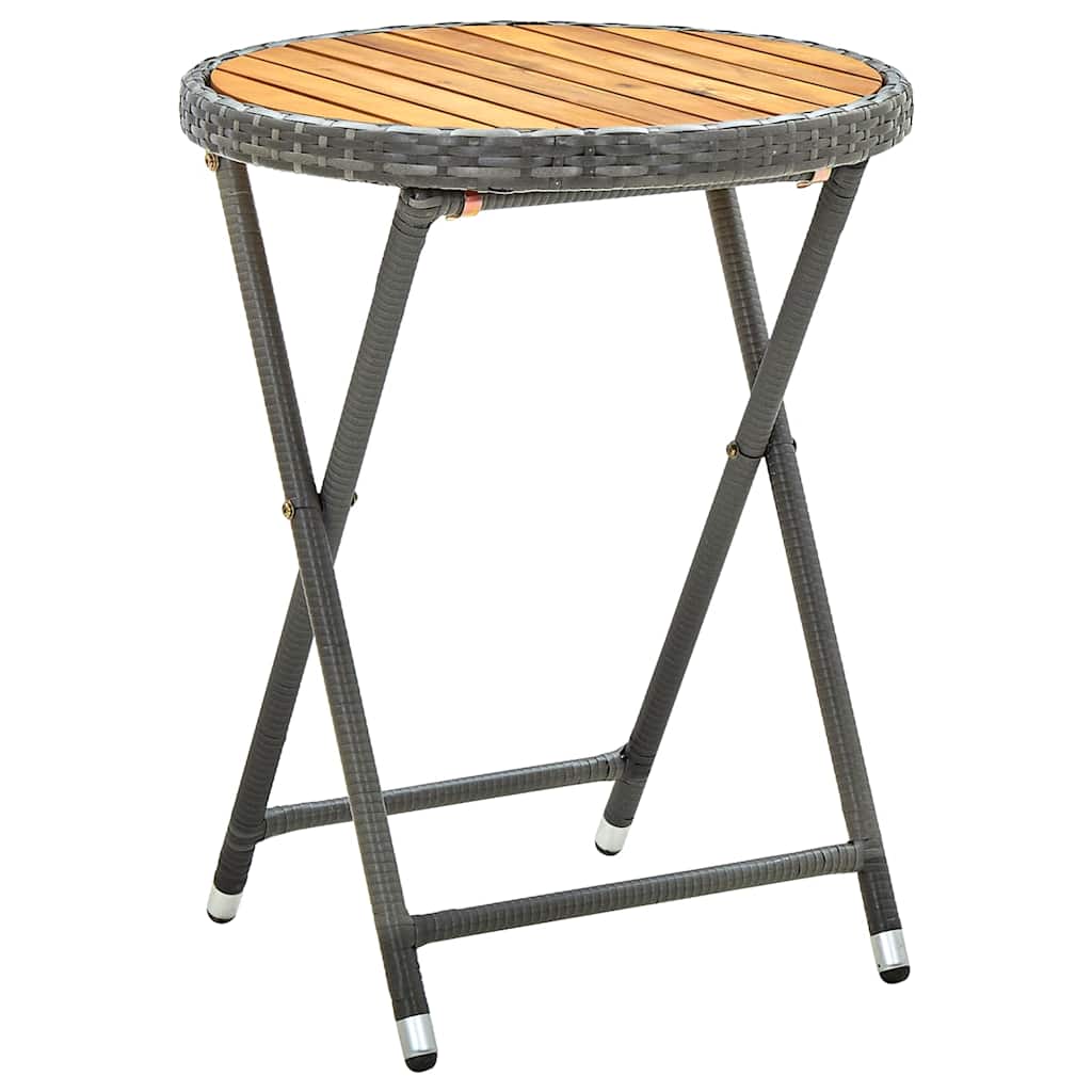 Vidaxl tafeltje 60 cm poly rattan en massief acaciahout grijs