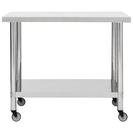 Vidaxl keukenwerktafel met wielen 80x60x85 cm roestvrij staal