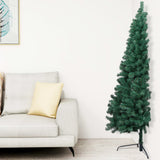 VidaXL Kunstkerstboom met verlichting en kerstballen half 210 cm groen