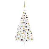 VidaXL Kunstkerstboom met verlichting en kerstballen half 150 cm wit