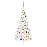 VidaXL Kunstkerstboom met verlichting en kerstballen half 210 cm wit