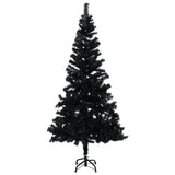 VidaXL Kunstkerstboom met verlichting en kerstballen 180 cm PVC zwart