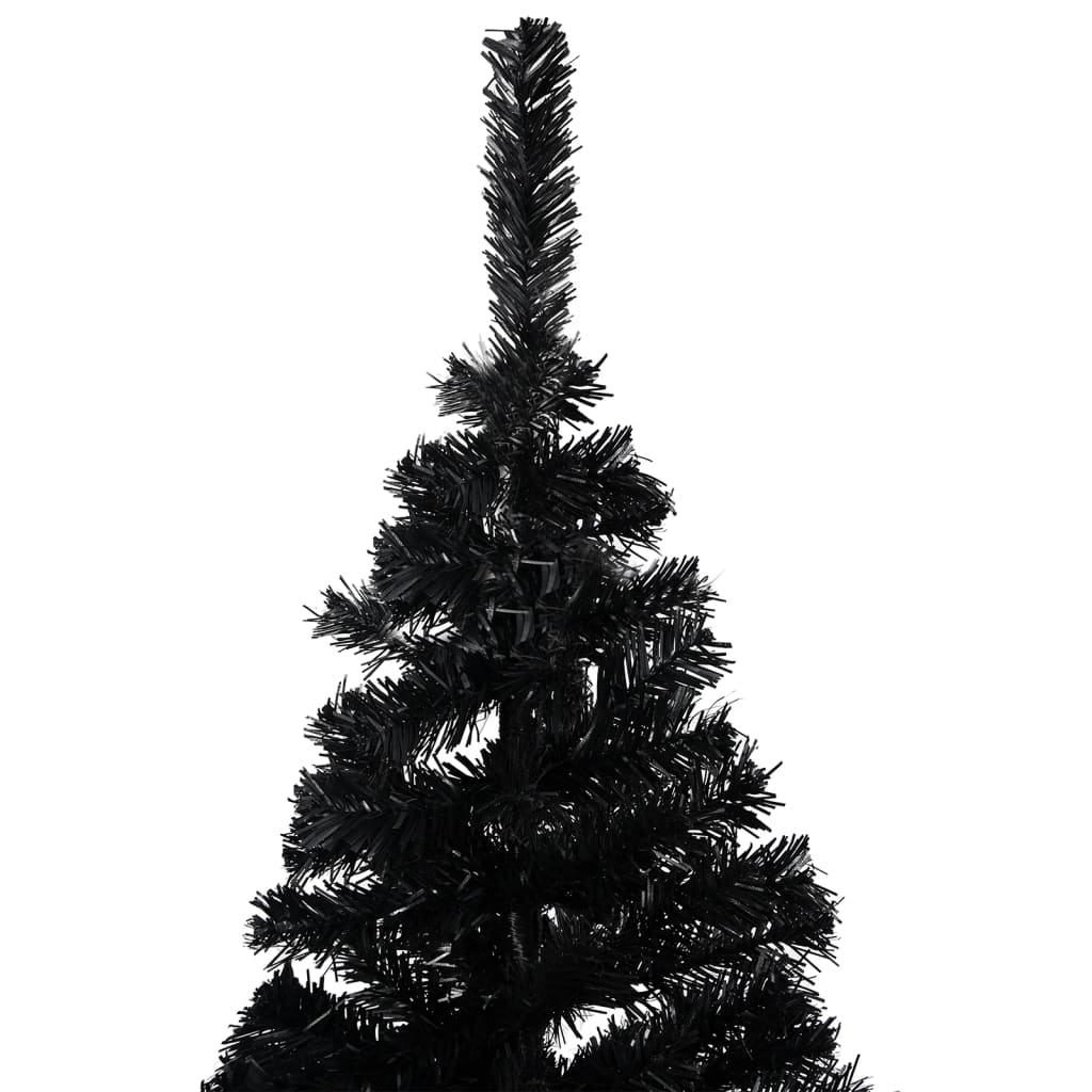 VidaXL Kunstkerstboom met verlichting en kerstballen 180 cm PVC zwart