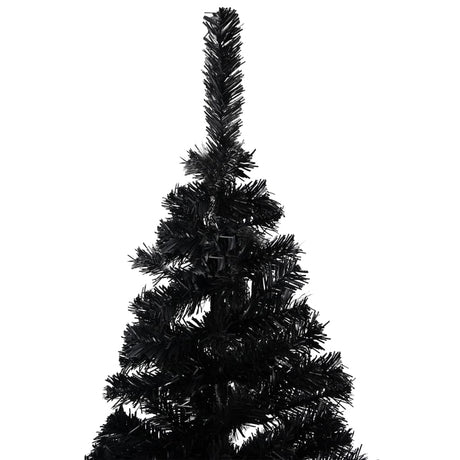 VidaXL Kunstkerstboom met verlichting en kerstballen 210 cm PVC zwart