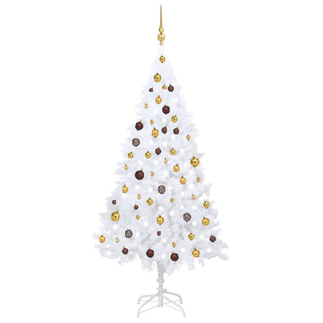 VidaXL Kunstkerstboom met verlichting en kerstballen 180 cm PVC wit