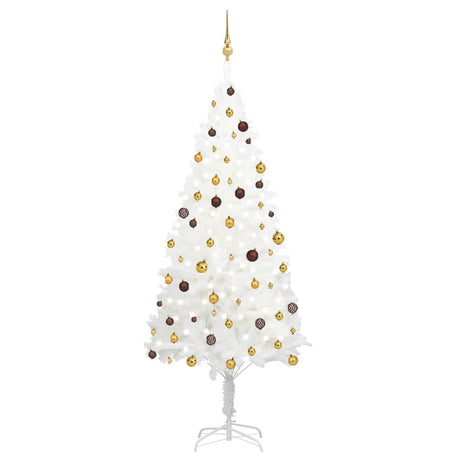 VidaXL Kunstkerstboom met verlichting en kerstballen 240 cm wit