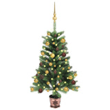 VidaXL Kunstkerstboom met verlichting en kerstballen 90 cm groen