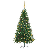 VidaXL Kunstkerstboom met verlichting en kerstballen 150 cm groen