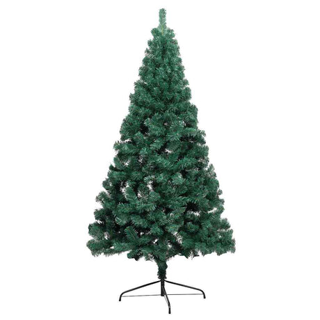 Vidaxl kunstkerstboom met verlichting en kerstballen half 210 cm groen