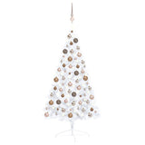 VidaXL Kunstkerstboom met verlichting en kerstballen half 120 cm wit