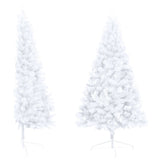 VidaXL Kunstkerstboom met verlichting en kerstballen half 120 cm wit