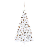 VidaXL Kunstkerstboom met verlichting en kerstballen half 150 cm wit