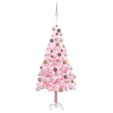 VidaXL Kunstkerstboom met verlichting en kerstballen 180 cm PVC roze