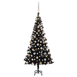 VidaXL Kunstkerstboom met verlichting en kerstballen 120 cm PVC zwart
