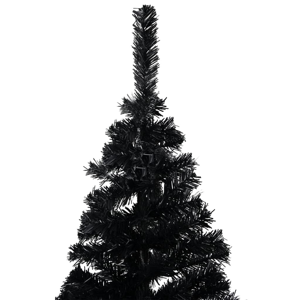 VidaXL Kunstkerstboom met verlichting en kerstballen 120 cm PVC zwart