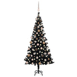 VidaXL Kunstkerstboom met verlichting en kerstballen 180 cm PVC zwart