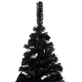 VidaXL Kunstkerstboom met verlichting en kerstballen 180 cm PVC zwart