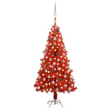 VidaXL Kunstkerstboom met verlichting en kerstballen 150 cm PVC rood