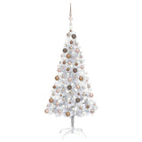VidaXL Kunstkerstboom met verlichting en kerstballen 150 cm PET zilver