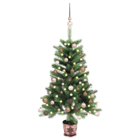 Vidaxl kunstkerstboom met verlichting en kerstballen 90 cm groen