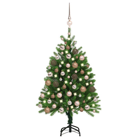 Vidaxl kunstkerstboom met verlichting en kerstballen 120 cm groen