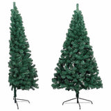 Vidaxl kunstkerstboom met verlichting en kerstballen half 150 cm groen