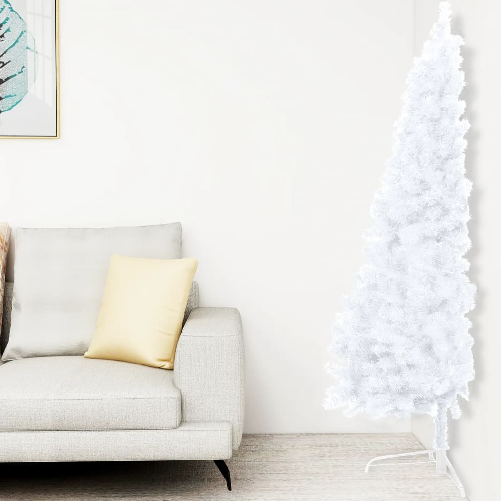 VidaXL Kunstkerstboom met verlichting en kerstballen half 180 cm wit