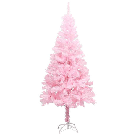 Vidaxl kunstkerstboom met verlichting en kerstballen 120 cm pvc roze