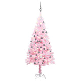 Vidaxl kunstkerstboom met verlichting en kerstballen 180 cm pvc roze