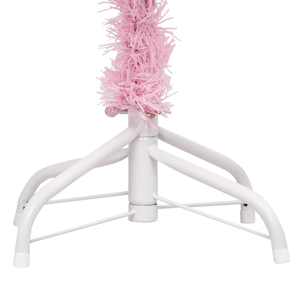 Vidaxl kunstkerstboom met verlichting en kerstballen 180 cm pvc roze