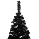 VidaXL Kunstkerstboom met verlichting en kerstballen 210 cm PVC zwart