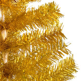 VidaXL Kunstkerstboom met verlichting en kerstballen 120 cm PET goud