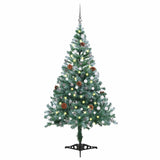 Vidaxl kunstkerstboom met verlichting ballen sneeuw dennenappel 150 cm