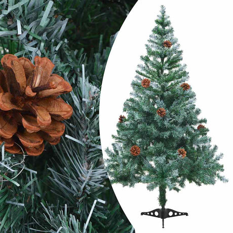 Vidaxl kunstkerstboom met verlichting ballen sneeuw dennenappel 150 cm
