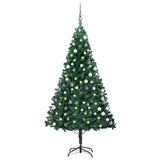 VidaXL Kunstkerstboom met verlichting en kerstballen 120 cm PVC groen