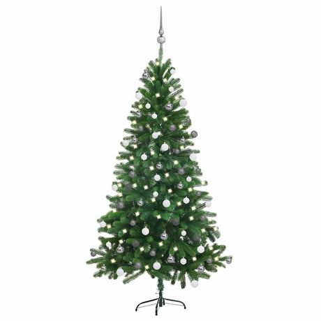 Vidaxl kunstkerstboom met verlichting en kerstballen 150 cm groen