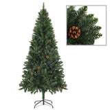 VidaXL Kunstkerstboom met verlichting en dennenappels 210 cm groen