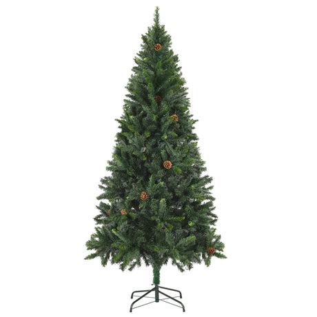 VidaXL Kunstkerstboom met verlichting en dennenappels 210 cm groen