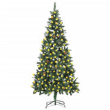 VidaXL Kunstkerstboom met verlichting en dennenappels 210 cm